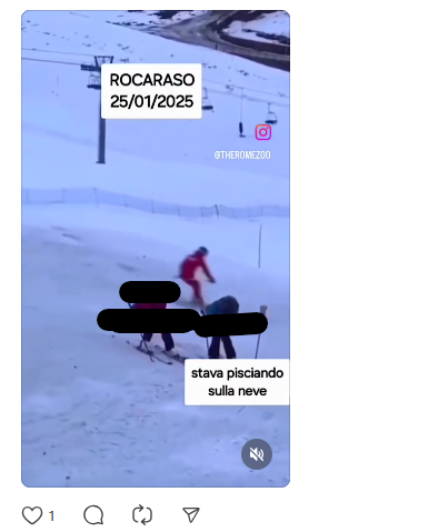 No, questi non sono turisti a Roccaraso che urinano sulla neve