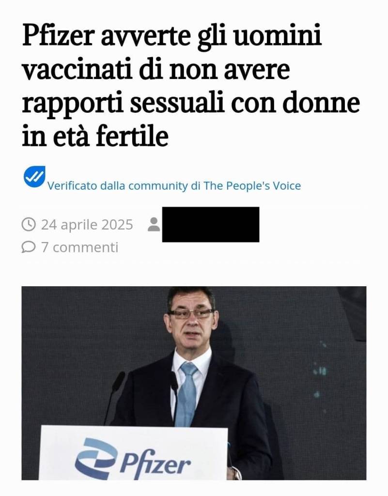 Non è vero che Pfizer ha chiesto agli uomini vaccinati di non fare sesso