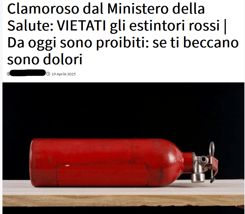 Il divieto di estintori rossi è fortemente esagerato (fino a diventare una fake news)