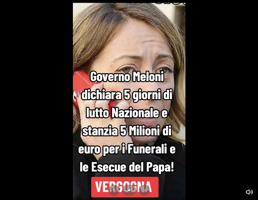 Il ragebait dei cinque milioni per le esequie del Papa stanziati dal Governo (con tanto di errore grammaticale)