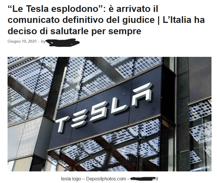 Il comunicato definitivo del giudice contro le Tesla che esplodono è una fake news