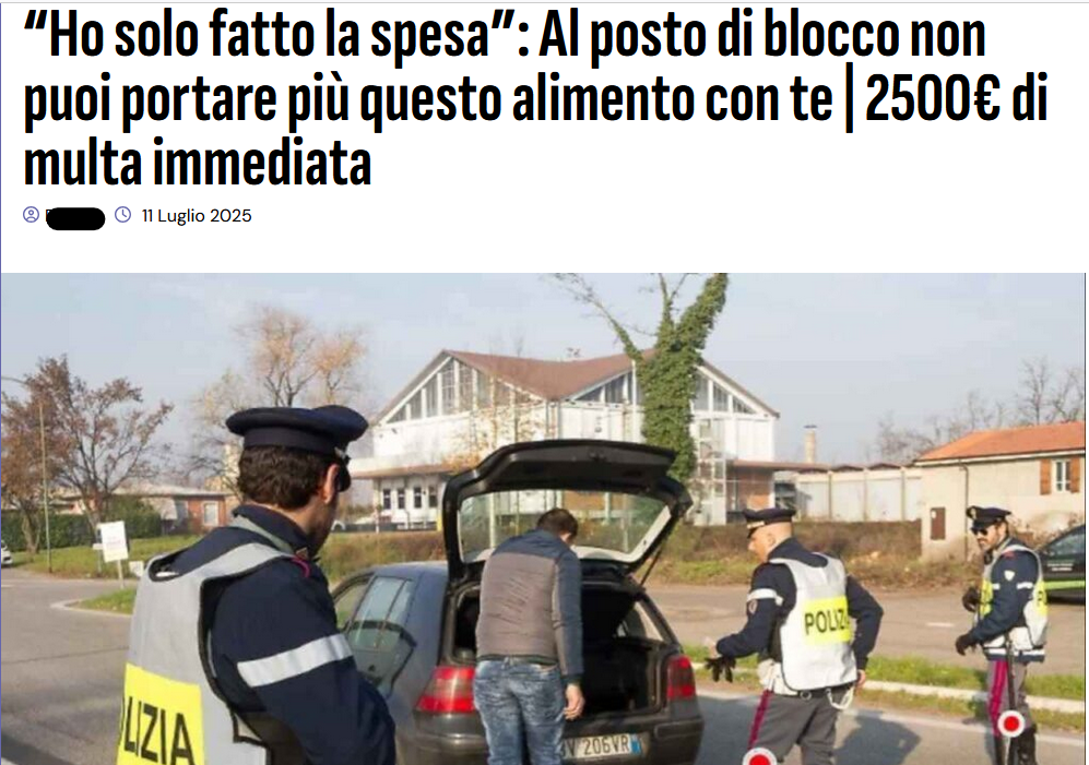 I 2500 euro di multa per l'alimento probito sono solo terrorbait