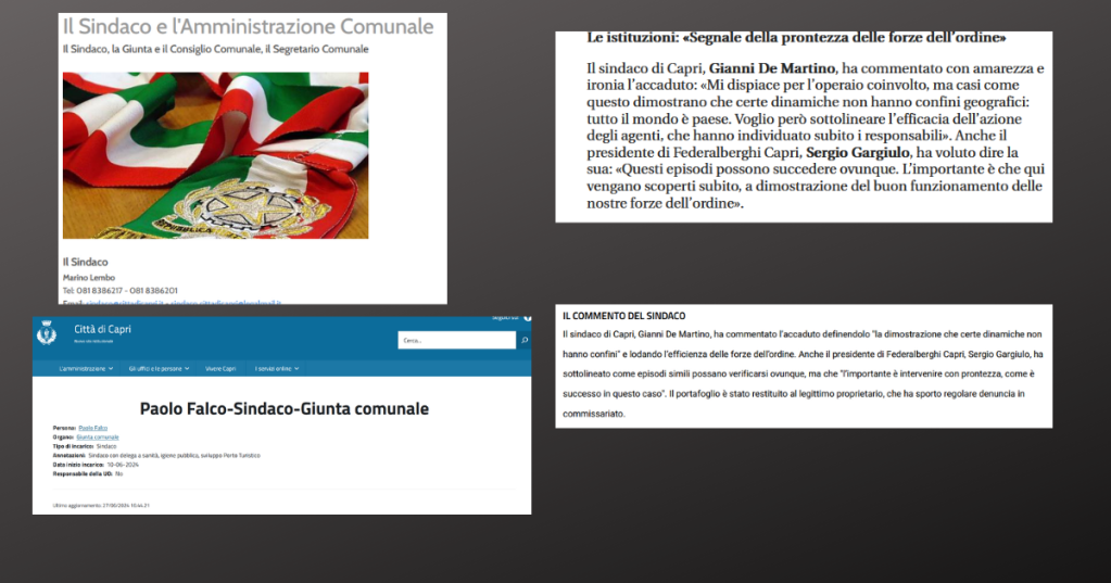 A sx: sindaco uscente e sindaco. A destra: il sindaco secondo la notizia