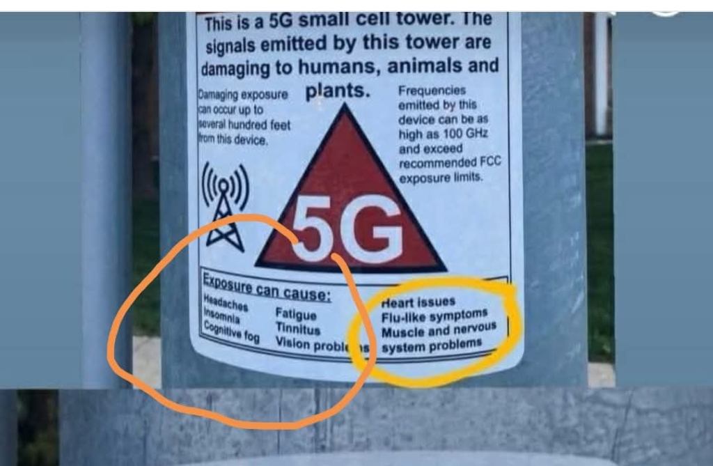 Il cartellino di pericolo sulla torretta del 5G è un veicolo di fake news