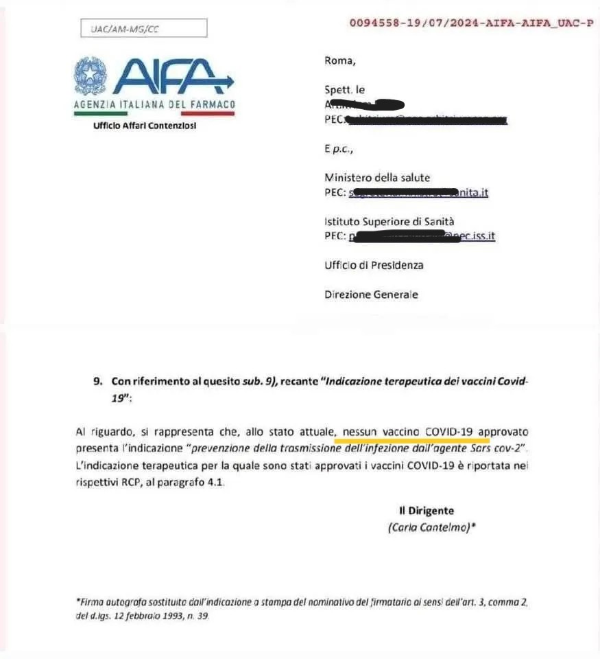 Un documento di AIFA ammette l'inefficacia dei vaccini?