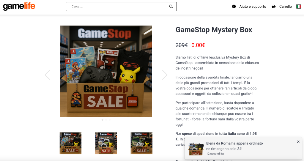 La finta pagina di GameLife