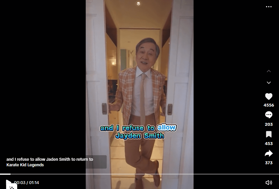 Jackie Chan che cancella Jaden Smith è un video creato con AI