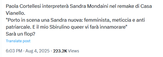 Paola Cortellesi intende fare un remake di Casa Vianello femminista con Sbirulino queer? Ovviamente no