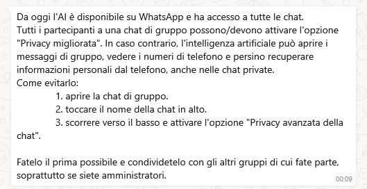 Da oggi l'AI è disponibile su WhatsApp e ha accesso a tutte le chat?