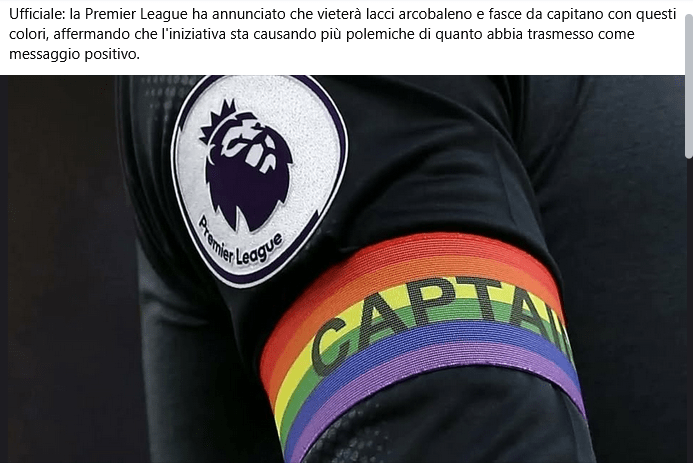 La Premier League ha vietato i lacci arcobaleno per davvero?