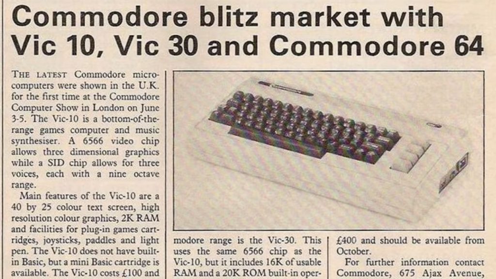 Articolo sul VIC-10, fonte Vic-20.it