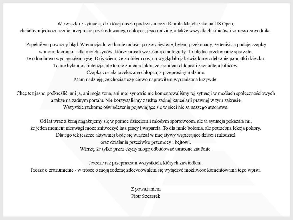 La lettera di scuse del CEO