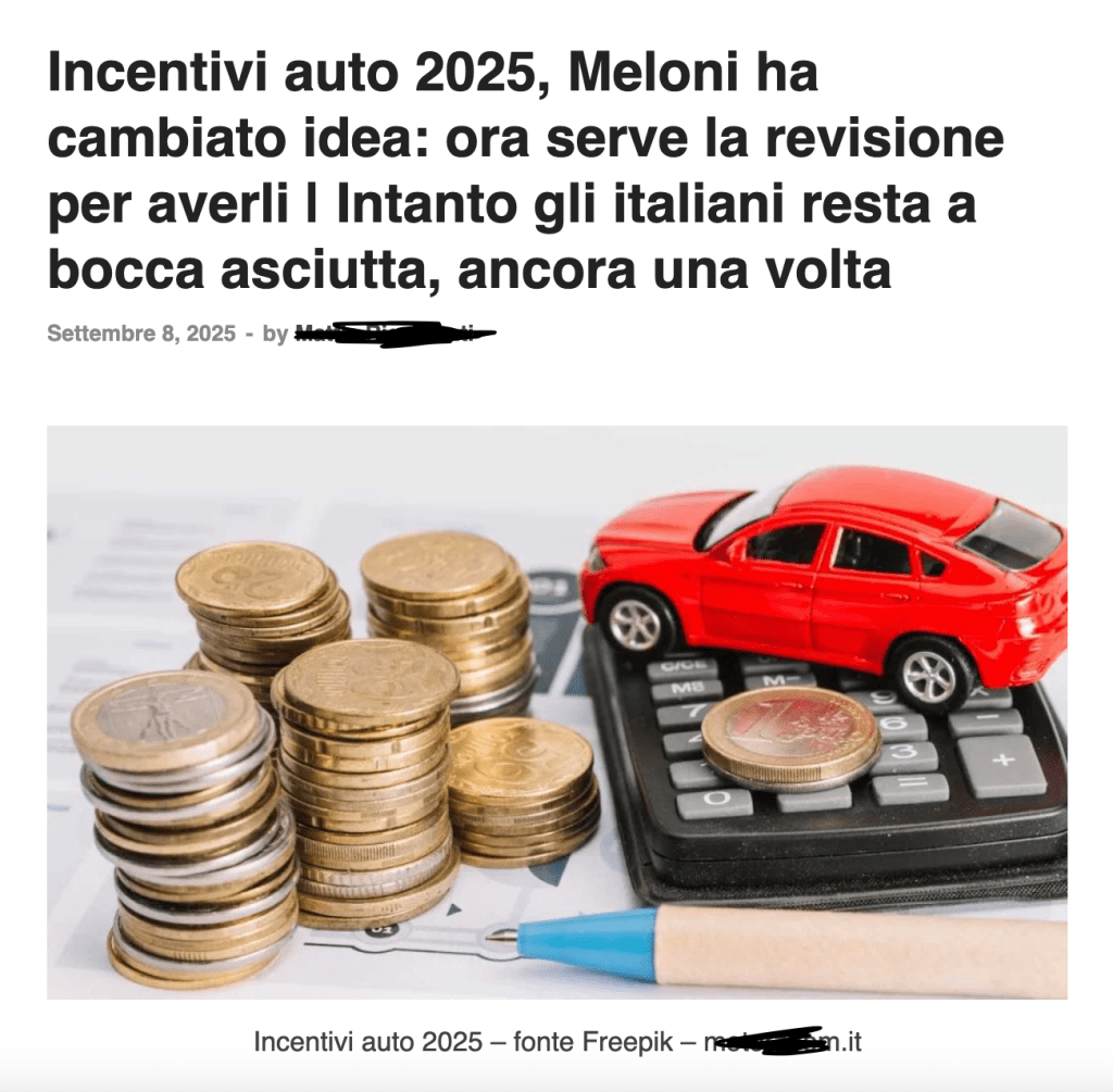 No, non è vero che la Meloni chiede la revisione per ottenere gli incentivi auto
