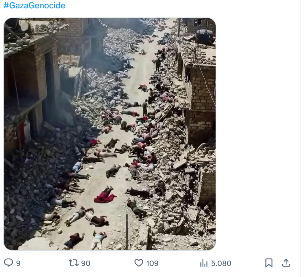 Questa foto delle vittime di Gaza è stata creata con AI