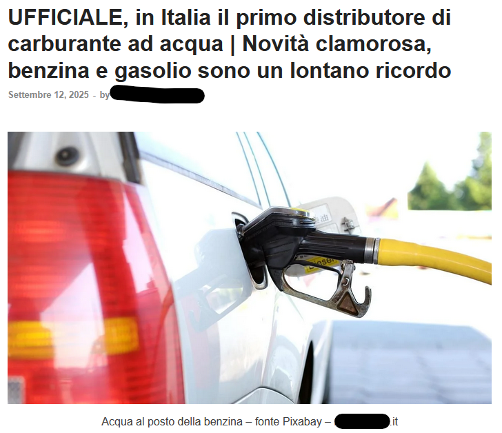 La bufala del primo distributore per auto ad acqua in Italia