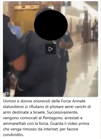 Questo video non mostra soldati delle Forze Armate statunitensi arrestati per non aver portato armi ad Israele