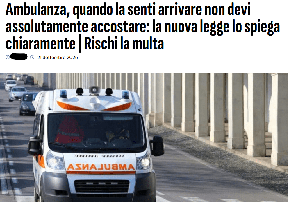 No, non è vero che se accosti per far passare un'ambulanza rischi la multa