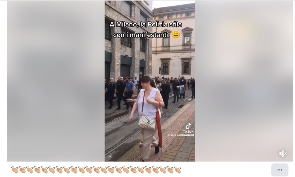 Il video della polizia che sfila in favore della Flotilla è del periodo COVID