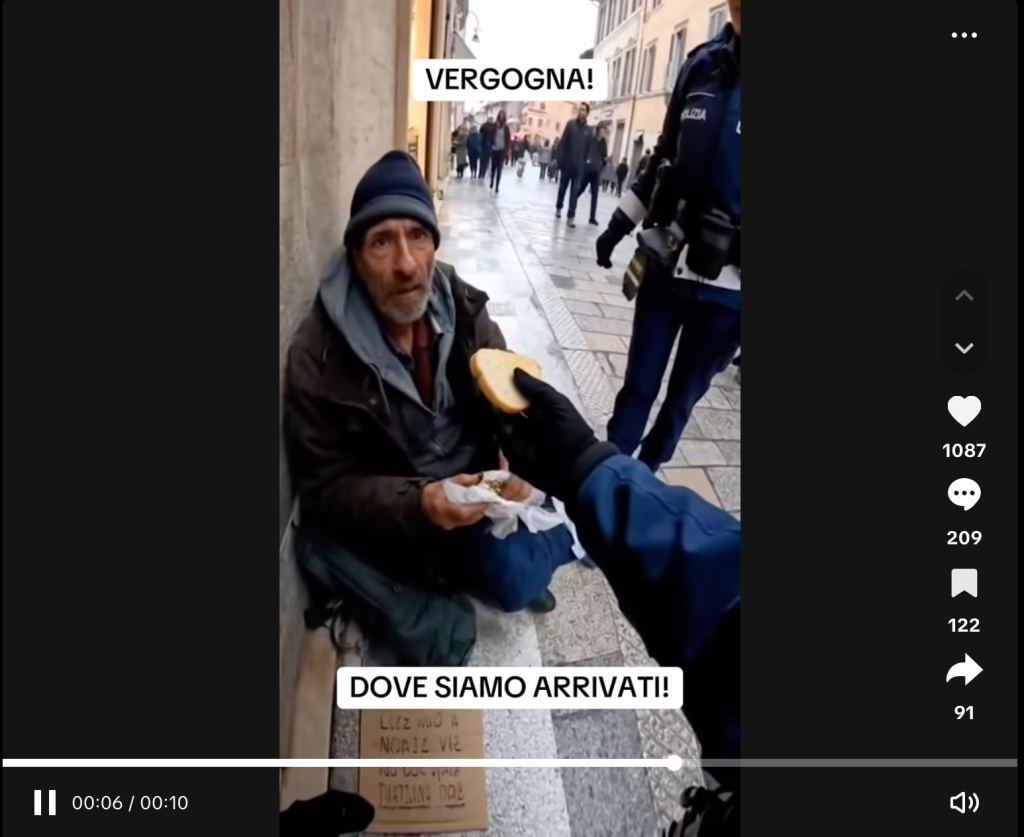 Il video della polizia che sequestra il cibo di un clochard è un deepfake