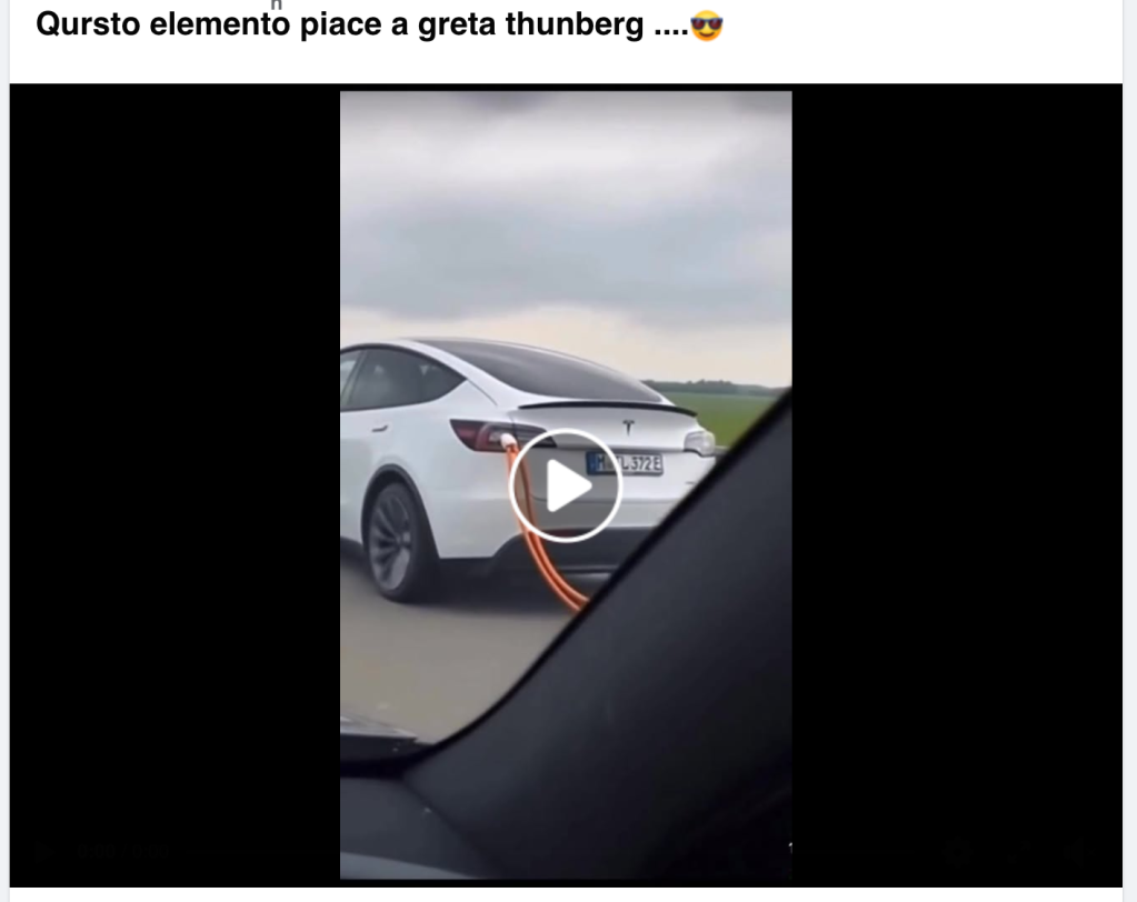 Il video della Tesla col generatore Diesel "che piace a Greta Thunberg" è creato con la AI