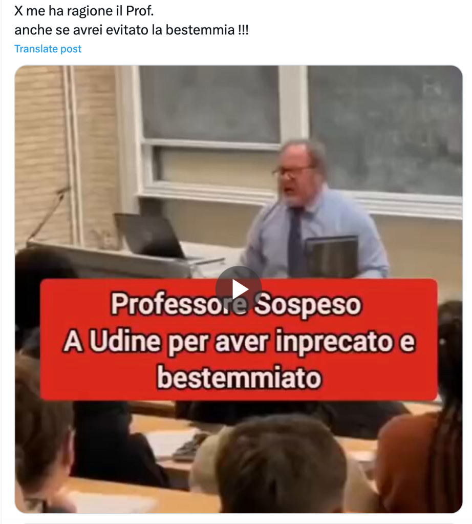 Il video del professore che bestemmia contro ChatGPT è creato con la IA