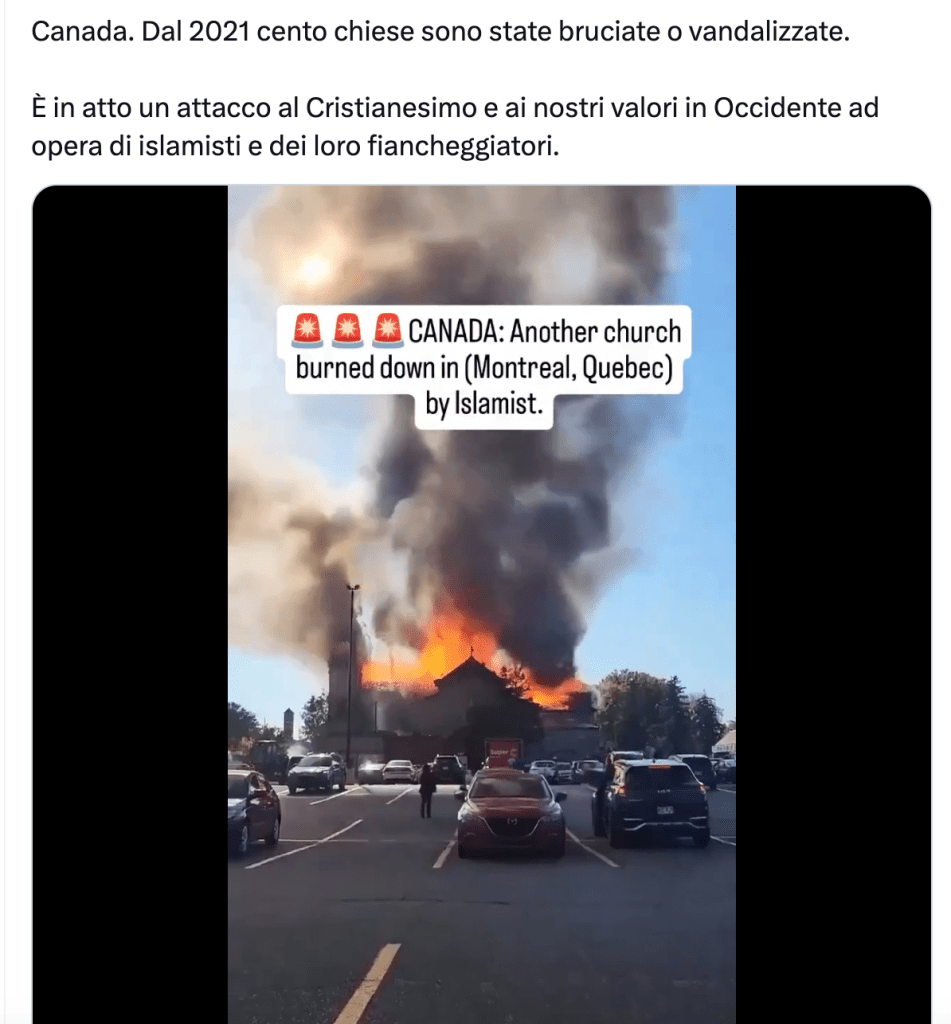 La bufala della chiesa di Montreal bruciata dagli Islamisti viene da lontano