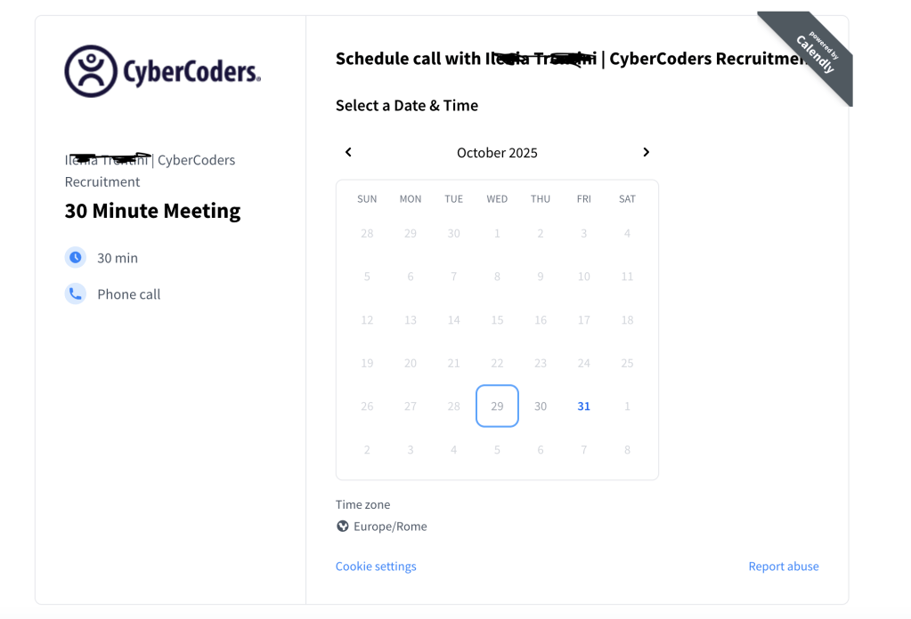 La "pagina appuntamento"