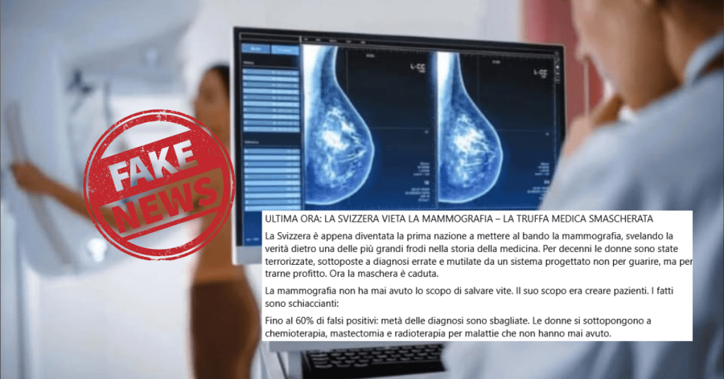 No, non è affatto vero che la Svizzera ha abolito le mammografie