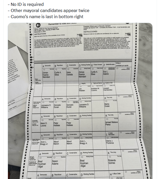 Le schede elettorali usate a New York erano perfettamente regolari