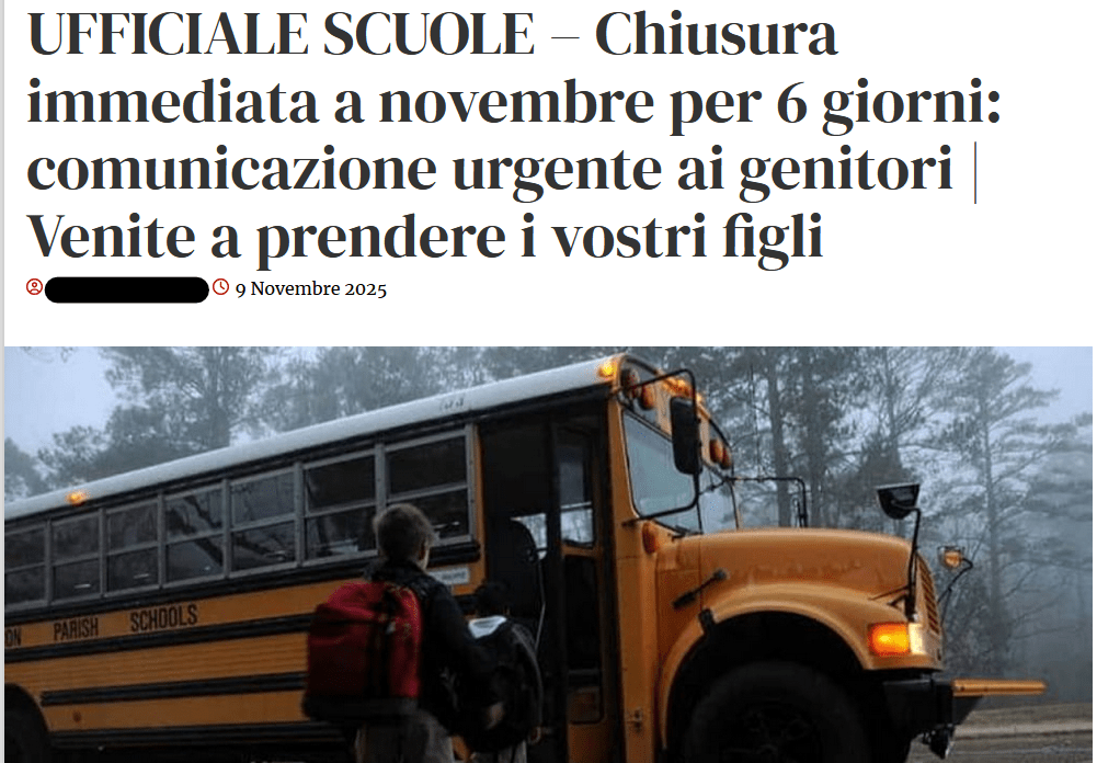 La "chiusura ufficiale delle scuole per sei giorni a Novembre" è un caso di disinformazione