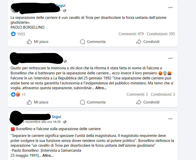 Non esiste alcuna dichiarazione di Falcone e Borsellino contro la separazione delle carriere