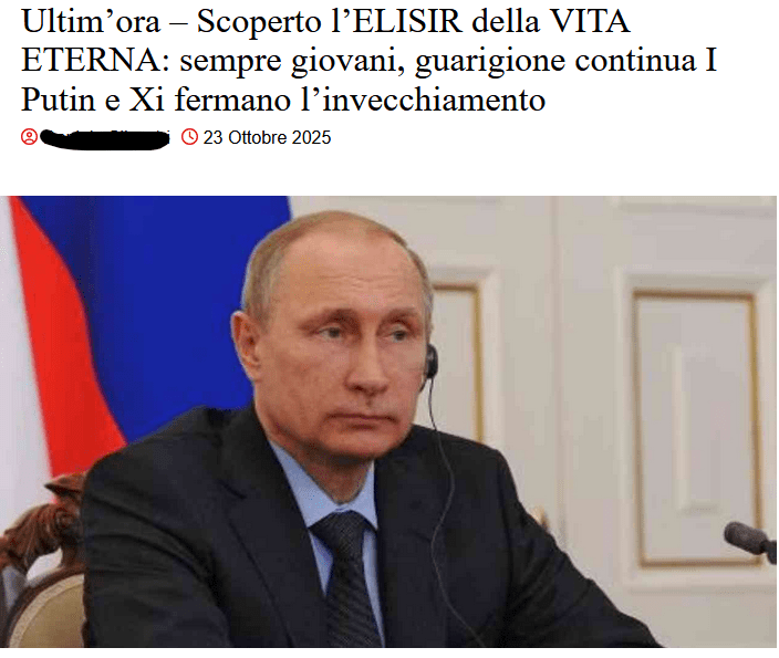 Spiacente, non è vero che Putin ha scoperto l'elisir della vita eterna