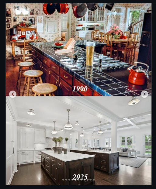L'attuale cucina della casa rispetto a quella di prima