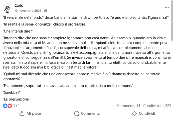 Il post di "Vita di Carlo"