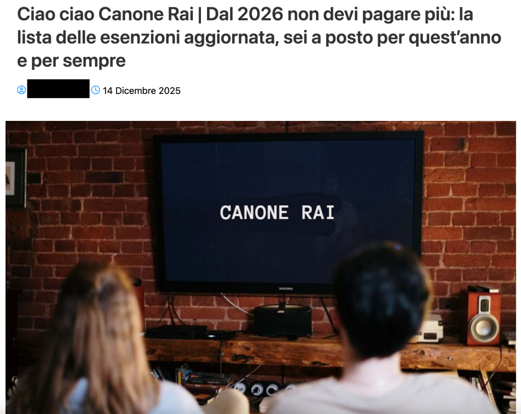 L'eterna clickbait degli esenti dal canone RAI