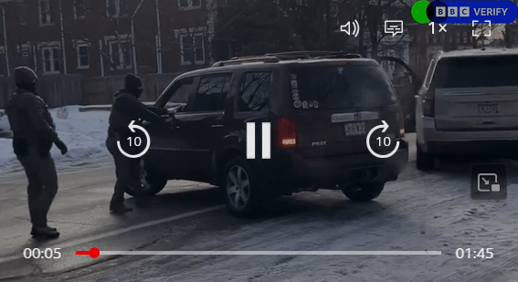 Prima immagine del video dell'evento reale, fonte BBC Verify