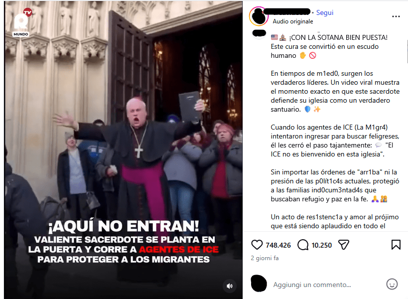 Questo video del sacerdote che scaccia gli agenti ICE è creato con AI
