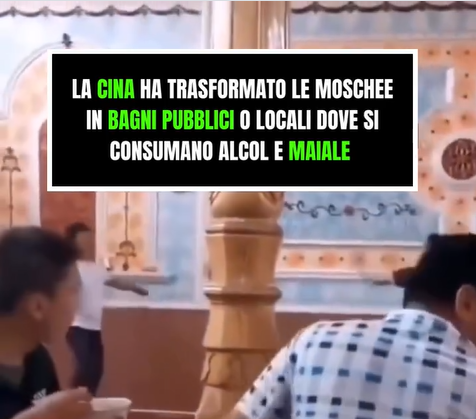 Questo video di "cinesi che mangiano maiale in una moschea" ha una didascalia fuorviante