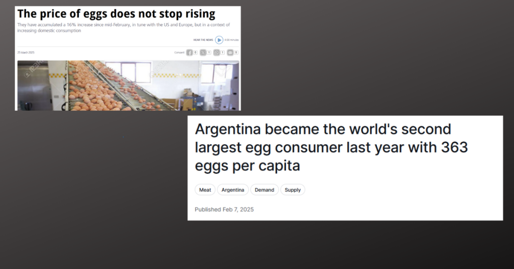 Titoli recenti sulle uova in Argentina