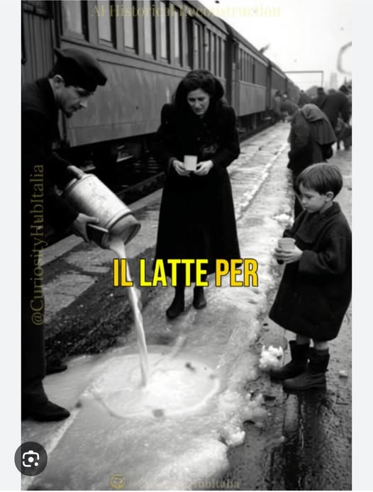 La foto dei “comunisti di Bologna che versano il latte dei bambini istriani sui binari” è un prodotto dell’AI