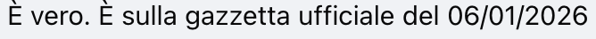 Il commento che dichiara di aver trovato traccia sulla G.U. 06.01.2026