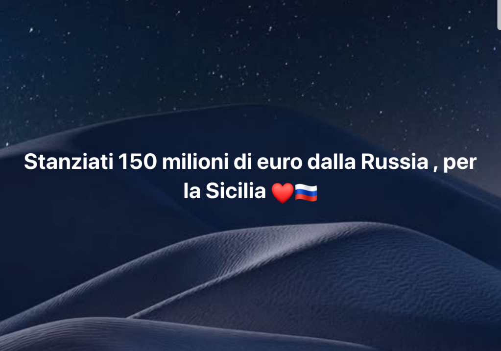 No, non è vero che la Russia ha donato 150 milioni di Euro alla Sicilia