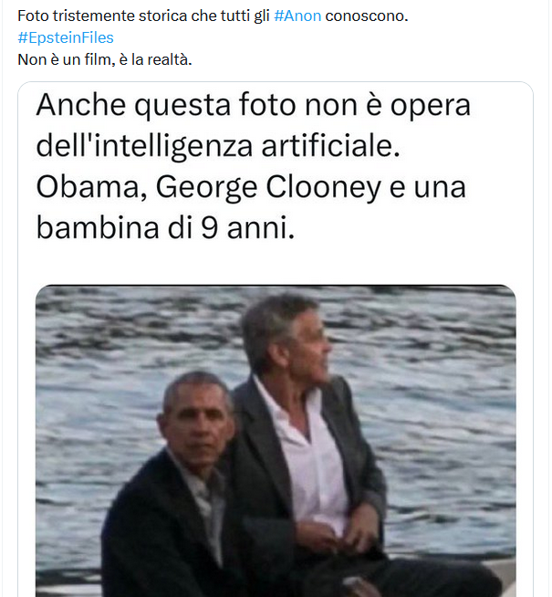 No, questa non è una foto di Obama e George Clooney che riguarda gli Epstein files