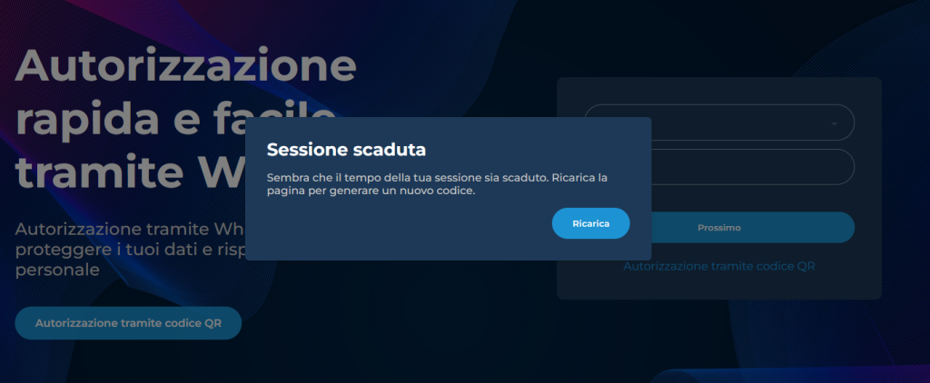 La pagina coi codici di verifica
