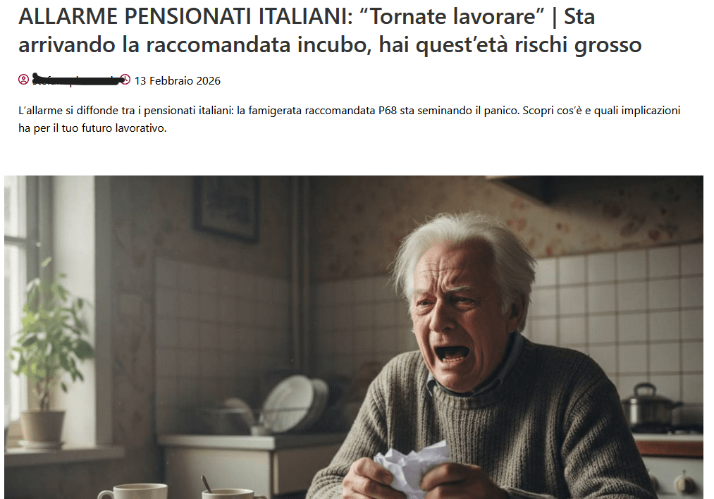 Non esiste alcuna raccomandata che ordina agli anziani di tornare a lavorare