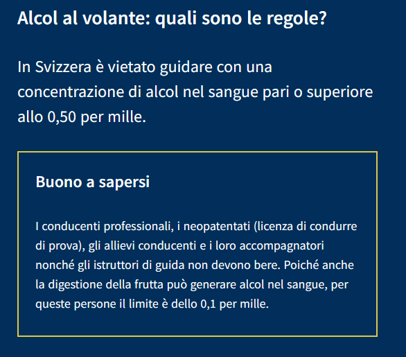 Esplicativo del divieto di alcol in Svizzera