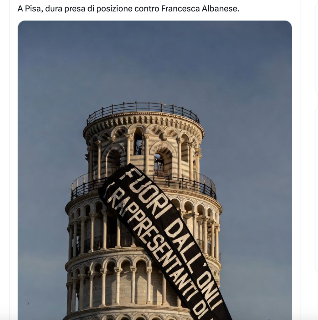 Lo striscione a Pisa contro Francesca Albanese è un prodotto dell'AI