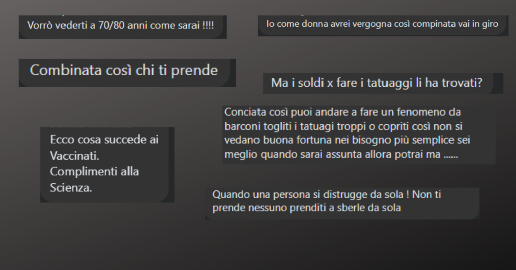 Raccolta di commenti di odio in uan grammatica incerta