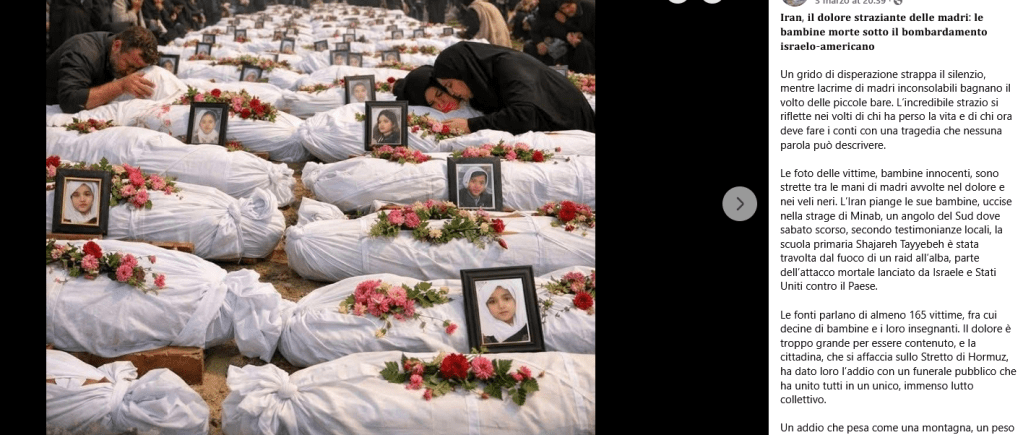 La foto dei funerali delle vittime della scuola in Iran e il feticismo dell'"Orrore più vero del vero"